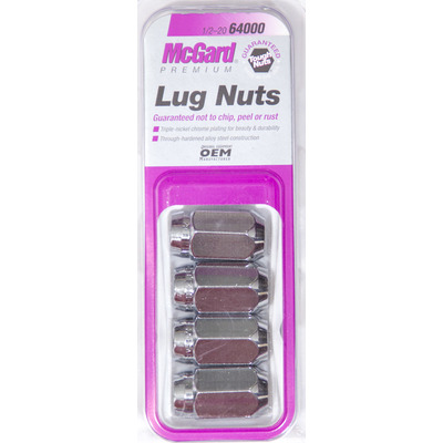 CLOSEOUT -Lug Nut Premium 1/2-20 in Right Hand Thread 13/16 in Hex Head Cone Seat Closed End Steel Chrome Set of 4 MCG64000