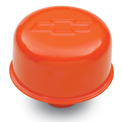 CLOSEOUT -Breather Push-In Round 1-1/4 in Hole Bowtie Logo Steel Orange Powder Coat Each PFM141-786