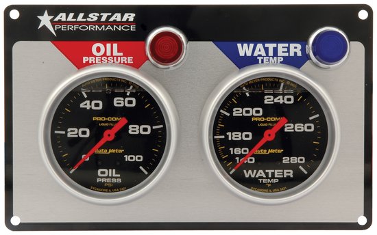 Allstar Performance - 2 Gauge Panel A/M OP/WT Liquid Filled - 80120