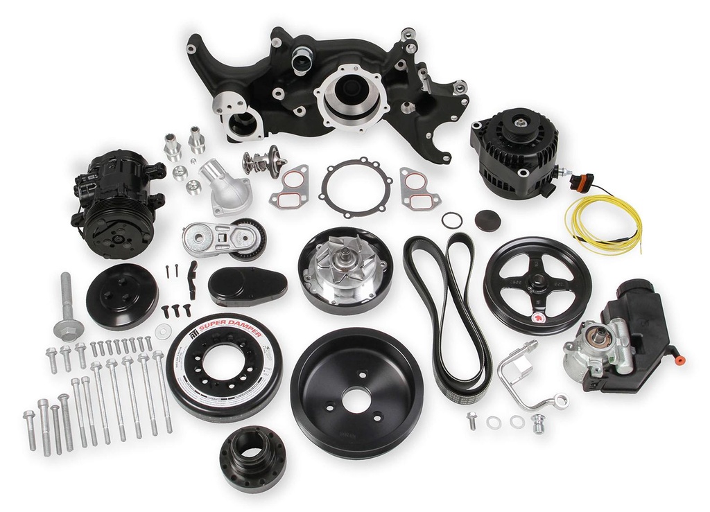 Holley - GM LS Mid Mount Complete Accessory Kit Black - 20-180BK