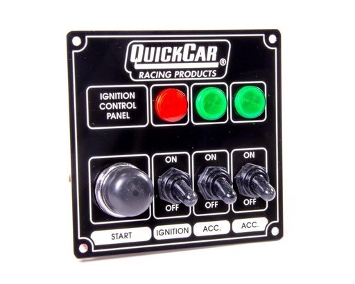 [QCR50-825] Quickcar  - Ignition Panel Black with  2 Acc. and Lights - 50-825