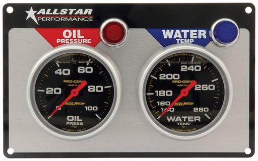 [ALL80120] Allstar Performance - 2 Gauge Panel A/M OP/WT Liquid Filled - 80120