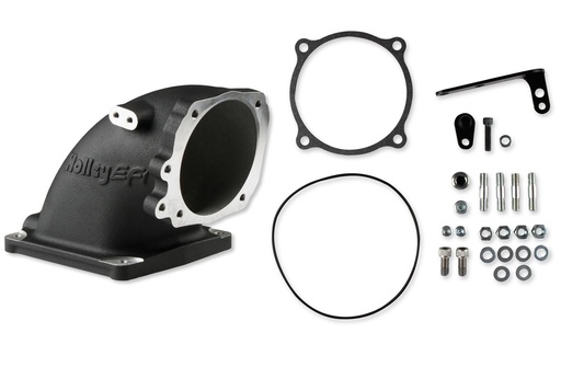 [HLY300-249BK] Holley - Intake Elbow Ford 5.0L with 4500 TB Flange Black - 300-249BK