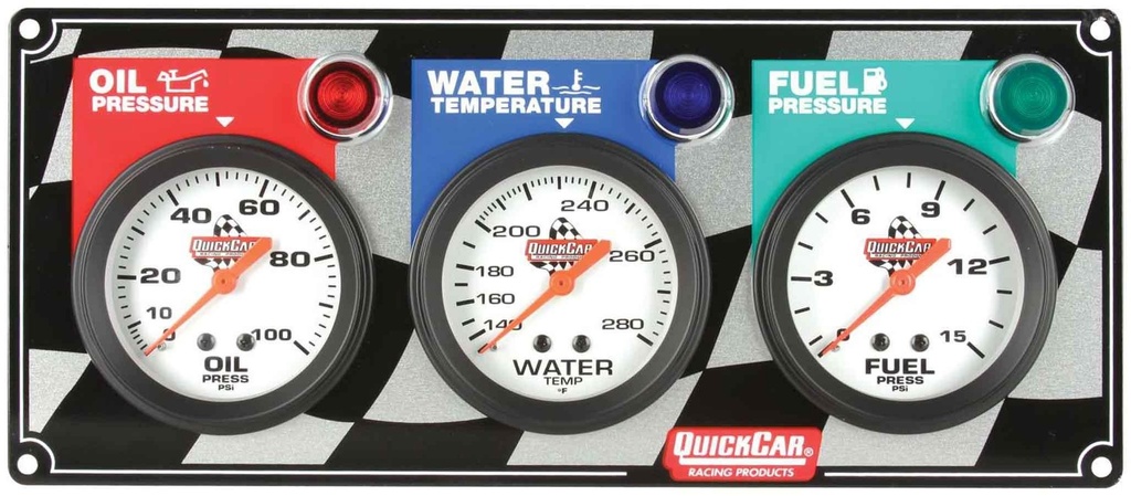 Quickcar  - 3 Gauge Panel OP WT FP - 61-6012